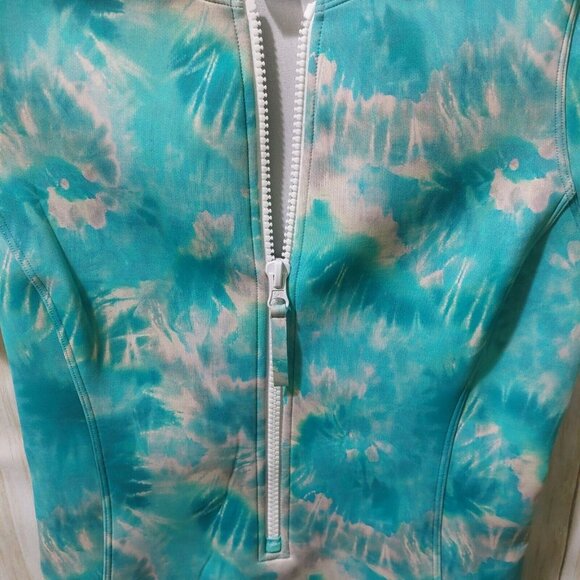 Calme Womens Neoprene Zip Front One Piece Blue Swim/Snorkel/Scuba Suit Small - Picture 7 of 10